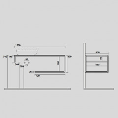 KERASAN LOUISE Структура металлическая подвесная 120 см, нерж сталь, с полкой, с отв под раковину, с полотенцедерж,цвет черный матовый