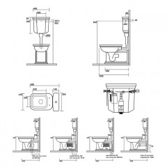 KERASAN Механизм слива одинарный для низкого бачка, без трубы без подводки, цвет бронза