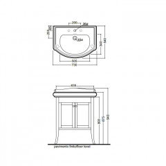 KERASAN Retro 7349, база 73см, с закругленным фасадом, под раковину 1047, цвет: noce (орех), ручки: керамика