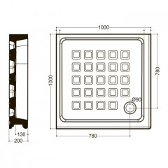 KERASAN Retro поддон угловой квадратный 100х100см, диаметр слива 90, цвет белый