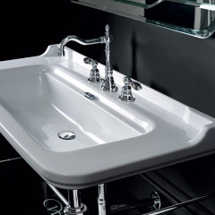 Kerasan Waldorf Раковина керамическая 120х55см, c 3 отв-ми под смеситель, белая, цвет заглушки - хром
