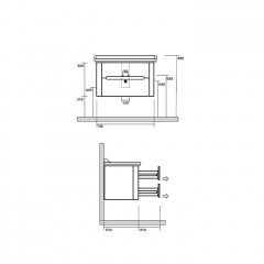 Kerasan Waldorf База подвесная под раковину 80см, с 2 ящиками, цвет bi vaniglia matt