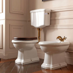 KERASAN Waldorf/Retro Механизм слива с боковой ручкой (уст-ка справа) для низкого бачка 4183/1072, без трубы, без подводки, цвет бронза