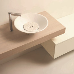 Kerasan Deco Раковина FLUTE накладная свободностоящая d 40см, h 29 см.цвет белый (без декоративной пластины)