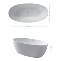 KERASAN Flo Ванна свободностоящая акриловая 170х82х58см в комплекте со сливом Clic-clac, цвет белый