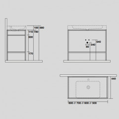 KERASAN Cento раковина 60х45 с 1 отв подвесная/накладная, белый