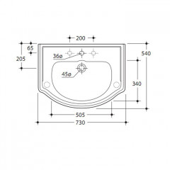 KERASAN Retro 73, раковина 73*54см с 1 отв., цвет: черный глянцевый