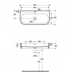 Kerasan Flo раковина 90х42 с 1 отверстием под смеситель, цвет белый