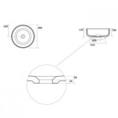Kerasan Ciotola Раковина накладная С2 D46см, H17 см, без отв под смес, без перелива , цвет: белый матовый