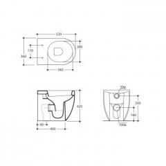 Kerasan Flo Унитаз приставной 52см, слив в стену, в комплекте с крепежом WB5N, цвет белый