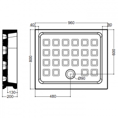 KERASAN Retro поддон прямоуг. 80х96см SX, диаметр слива 90, цвет белый