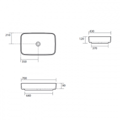 Kerasan Tribeca Раковина накладная 70х43 см, без отв. под смеситель, цвет: белый