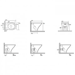Kerasan Aquatech Унитаз напольный, безободковый,555х355 мм, слив в стену, в комплекте с крепежом WB5N, цвет: белый