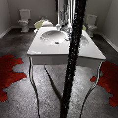 KERASAN Retro Раковина консоль 100х55см с 3 отв. под смеситель, цвет белый, ноги (арт.736090) в комплекте: хром (упаковка-2 коробки)