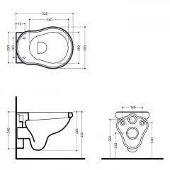 KERASAN Retro Унитаз подвесной 52*38см, цвет белый