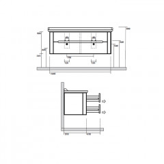 Kerasan Waldorf База подвесная под раковину 150см, с 4 мя ящиками, цвет bi vaniglia matt