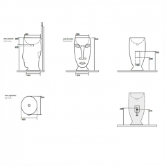 Kerasan Artwork Раковина свободностоящая "MOLOCO", с отверстием для слива в стену, цвет; Blu cobalto lucido
