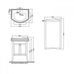 KERASAN Retro 7351, база 69см, с закругленым фасадом, под раковину 1046, цвет: noce (орех), ручки: керамика