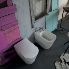 Kerasan Tribeca Биде напольное пристенное 55 см, с 1 отв под смеситель, c креплением WB5N, цвет: белый