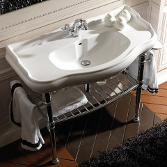 KERASAN Retro Металлическая структура с полкой-решеткой, полотенцедержателями и мыльницей, для раковины 1050, хром