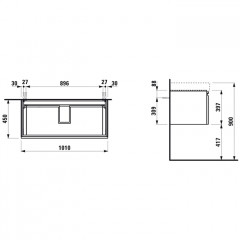 LAUFEN PRO S Тумба под раковину, 1010x450x390 мм, 1 внутренний ящик, подходит для раковины 813966, белый матовый