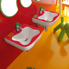 LAUFEN Florakids Раковина подвесная 450х410х140 мм,с 1 отв под смеситель, цвет белый/красный