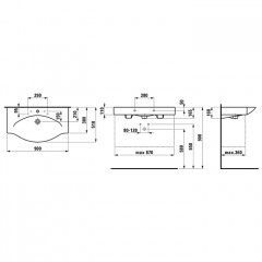 Laufen Palace Раковина подвесная/накладная 900х510х110мм, с 1отв под смес, без полотенцедерж, цвет белый глянец