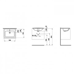 Laufen Pro S Раковина 56х44х20 см,п встраиваемая сверху с 1 отв. под смеситель,без перелива, цвет: белый