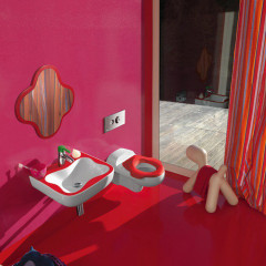 LAUFEN Florakids Раковина подвесная 450х410х140 мм,с 1 отв под смеситель, цвет белый/красный