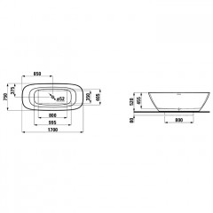 Laufen INO Ванна 1700х750х520мм, свободностоящая, с слив-переливом, материал: Sentec solid surface, цвет: белый (Привезем за 3 недели!)