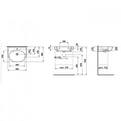 Laufen New Classic Раковина накладная овальная 600х480х75 мм, с 3 отв под смеситель,с переливом, цвет белый матовый