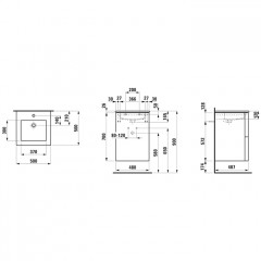 Laufen Pro S Комплект, раковина и база 1000х500х610 мм, с 1 отв под смеситель,с 2 ящиками с мех. push-and-pull, белый глянцевый