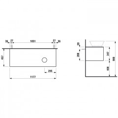 Laufen New Classic База под раковину подвесная раковина справа , 1180х450х350 мм, 1 ящик, цвет серый (для раковины 812852,812853)