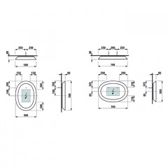 Laufen New Classic Зеркало в керамической раме с подсветкой LED 500х80х700 мм, цвет белый глянцевый