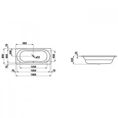 Laufen THALLIUM Стальная ванна (3,5мм) встр., 1800x1800 мм, прямоуг, с центр. выпуском, шумоиз-я,без отв. для ручек, белый