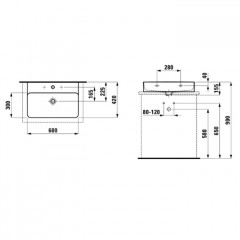 Laufen VAL Раковина 600х420х115мм с 1 отв. под смеситель, глазурь 2 стор, цвет: белый