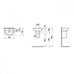 Laufen Pro B мини-раковина 450x330x150 мм, отверстие для смесителя по центру, белый (ЗАКАЗ по запросу!)