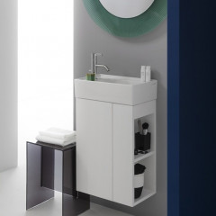 Laufen Kartell Тумба под раковину 815335, 440х270х600 мм, петли слева, полка открытая справа, цвет: белый матов (ВРЕМЕННО не поставляем!)