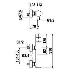 Laufen Cityplus смеситель для душа, настенный, термостатический, с одним выходом, с ручным душем MyCity100 и шлангом, цвет хром