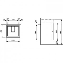 KARTELL BY LAUFEN шкафчик под раковину, 480x450x600 мм, 2 ящика, включает в комплект органайзер, подходит для раковины 815332, белый матовый