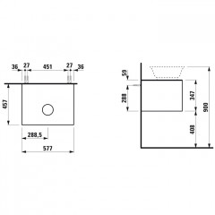 Laufen New Classic База под раковину подвесная, 580х450х350 мм,1 ящик, цвет серый (для раковины 812852, 812853)