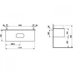 Laufen Sonar шкафчик под раковину, 1175х455х340 мм, 1 ящик, с отверстием в центре, совместим с раковинами-чашами 812348, 812349, золото и черный мрамо
