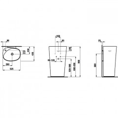 Laufen Palomba Раковина пристенная 525х435х900мм без отв. под смеситель, цвет: белый