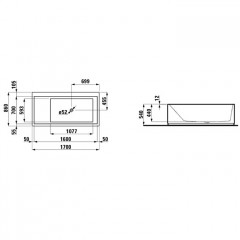 Laufen Kartell Ванна 1700x860x440мм, свободностоящая, с слив-переливом с подсветкой, сисит. подъема, материал: композит, цвет: белый