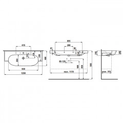 Laufen New Classic Раковина накладная овальная 1200х480х75 мм, с 3 отв под смеситель,с переливом, цвет белый LCC, с покрытием LAUFEN Clean Coat