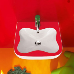 LAUFEN Florakids Раковина подвесная 450х410х140 мм,с 1 отв под смеситель, цвет белый/красный