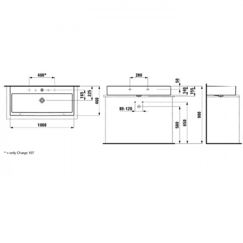Laufen Living City Раковина 1000х460х140мм без отв. под смеситель, цвет: белый