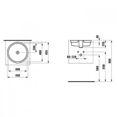 Laufen Living City Раковина 400x335x170 мм без отв. под смеситель, встраив. снизу, цвет: белый