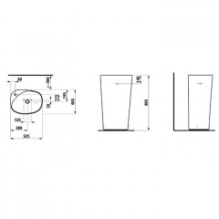 Laufen Palomba Свободност раковина 525х400х900мм, сифон, с 1 отв. под смеситель, цвет: белый