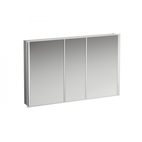 LAUFEN Frame 25 Шкаф зеркал 1200x150x750мм, 3 дверки/зеркало с 2 сторон, 2 розетки, 4 эл LED подсв.,регул яркость, без освещения внизу(Цена со скл!)